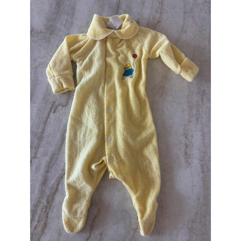 Vintage Baby Paddington Bear Yellow Footie 0-6 Months